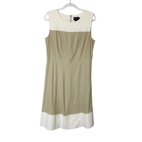 Pendleton Linen Dress Womens Size 14 Petite 14P Beige Sleeveless - Picture 1 of 10